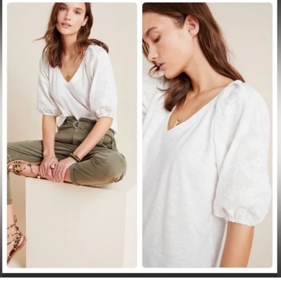 Velvet by Graham & Spencer Tops - Velvet By Graham & Spencer Puff Sleeve Bodice White blouse top 100% Cotton XS